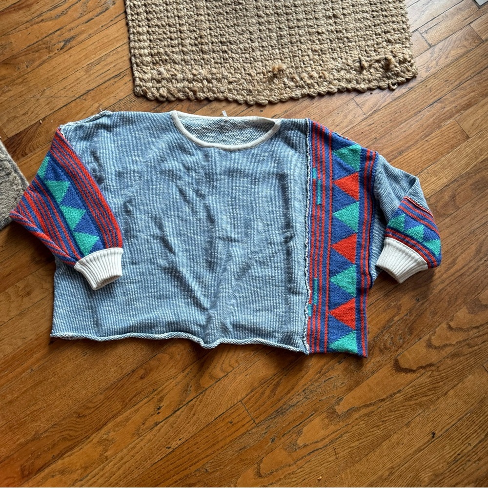 Free People Fabulous Patchwork Pullover Blue size… - image 4